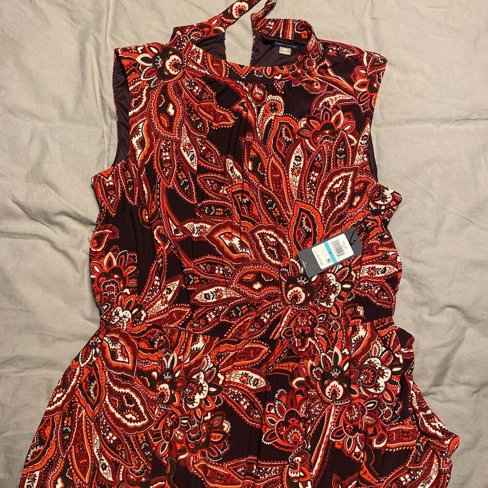 Tommy Hilfiger Women's Knee Length Fit & Flare Dress Lightweight Paisley